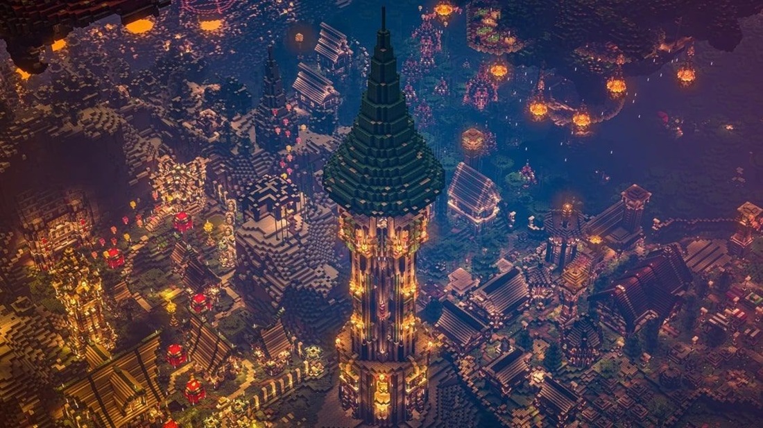 creative built tower in the Overworld